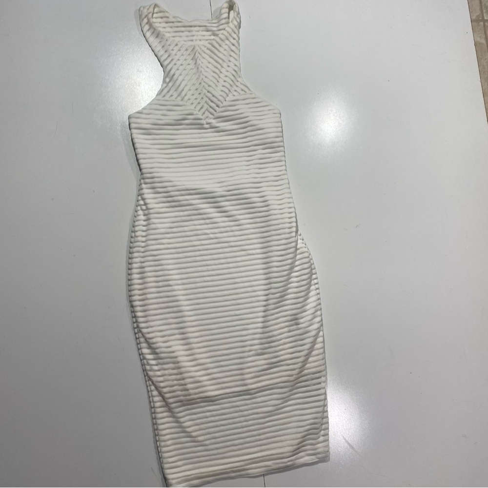 Bec + Bridge White Ribbed Body Con Cut Out Back Sleeveless Party Dress Size‎ 6